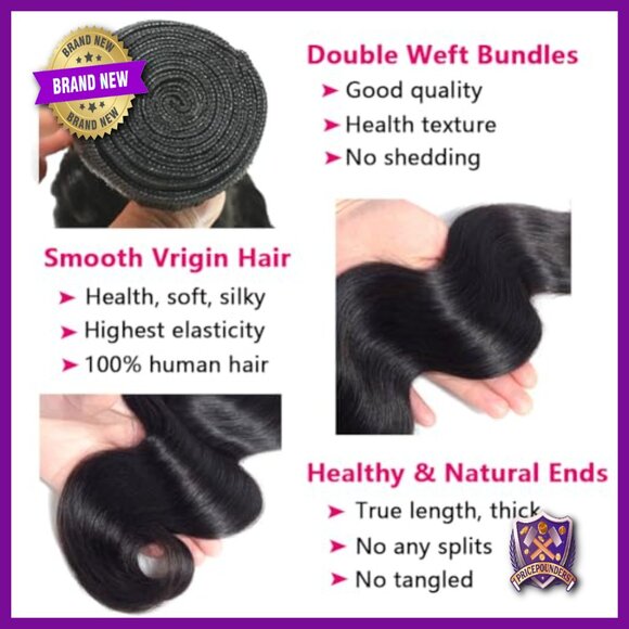 Brazilian Body Wave Human Hair Bundles with 5x5 Lace Closure main image 4